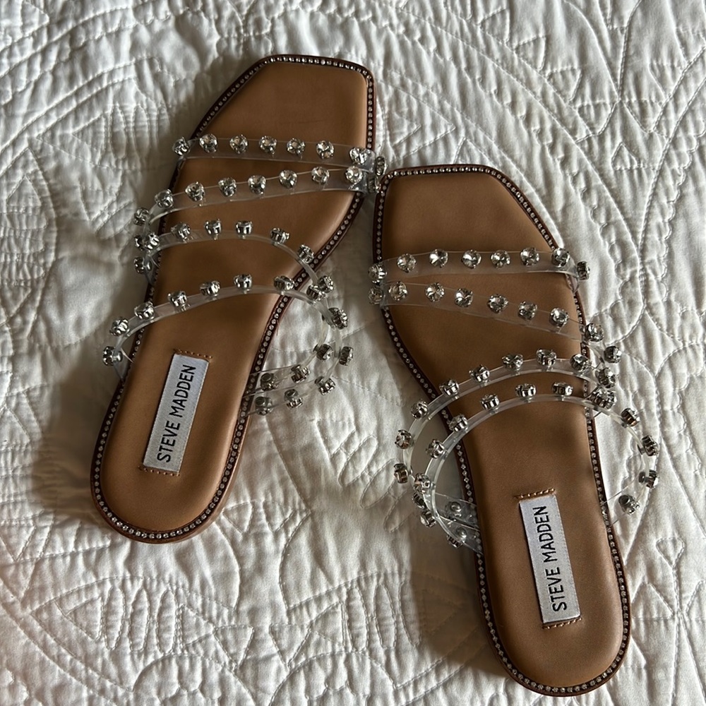 Like New Steve Madden Skyler Clear Sandals size 7 - Picture 2 of 4